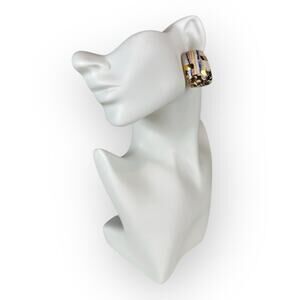 Vintage Abstract Ceramic Statement Earrings With Gold Foil 1”